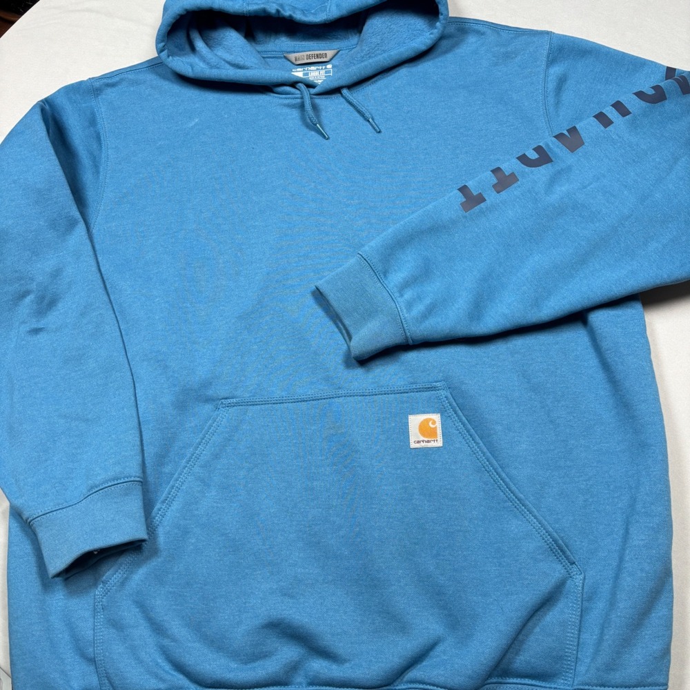 Carhartt Hoodie Mens XL Blue Rain‎ Defender Loose Fit Graphic Sleeve TS7030-M